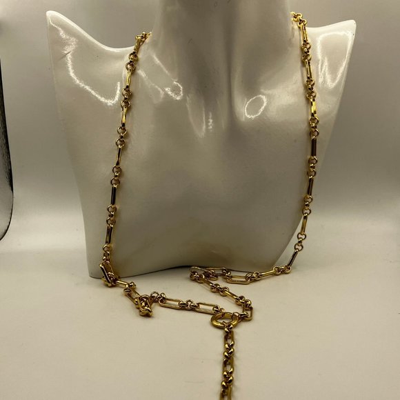 18k Real Gold Plated over Brass Y Lariat Paper Clip 30 inches Chain New - Picture 6 of 10